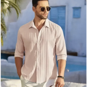 Men Regular Fit Striped Button Down Collar Casual Shirt